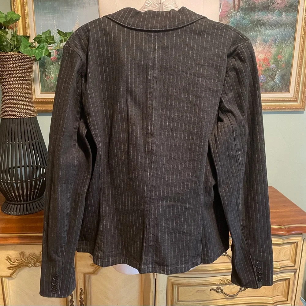 Ralph Lauren Jeans Co Black Denim Pinstrip Jacket Blazer Large NEW NWOT - Picture 5 of 11
